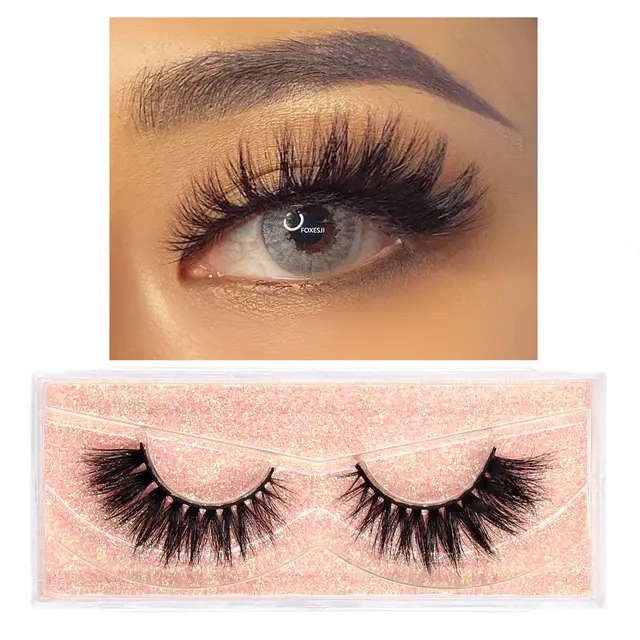 FOXESJI Makeup Eyelashes 3D Mink Lashes Fluffy Soft Wispy Natural Cross Eyelash Extension Reusable Lashes Mink False Eyelashes E07