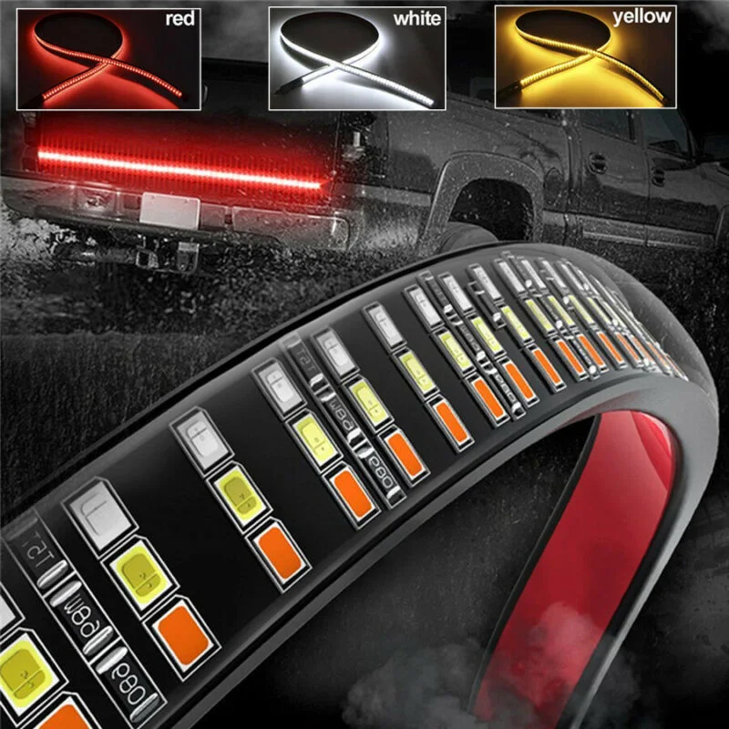 

1 Set LED Tailgate Light 60 Inch 12V Three Row Truck Waterproof Strips Reverse