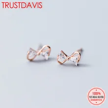 Trustdavis 925 Твердые ювелирные изделия из настоящего стерлингового серебра Милая Бабочка CZ серьги-гвоздики подарок для школьниц подростков леди DS167