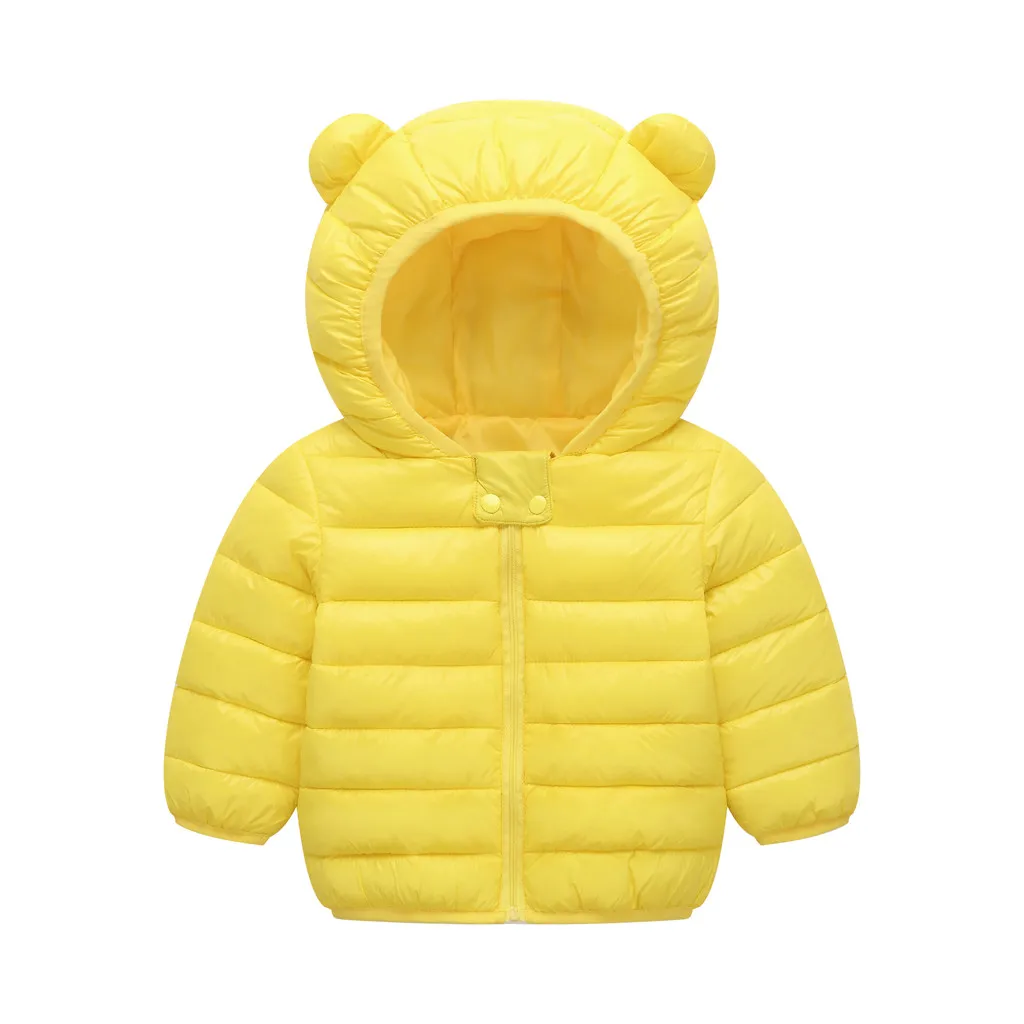 TELOTUNY пальто для маленьких девочек г. Зимняя куртка для маленьких детей, теплая верхняя одежда, пальто Утепленная зимняя толстовка с капюшоном на молнии с ушками, Одежда для новорожденных 1030 - Цвет: YE
