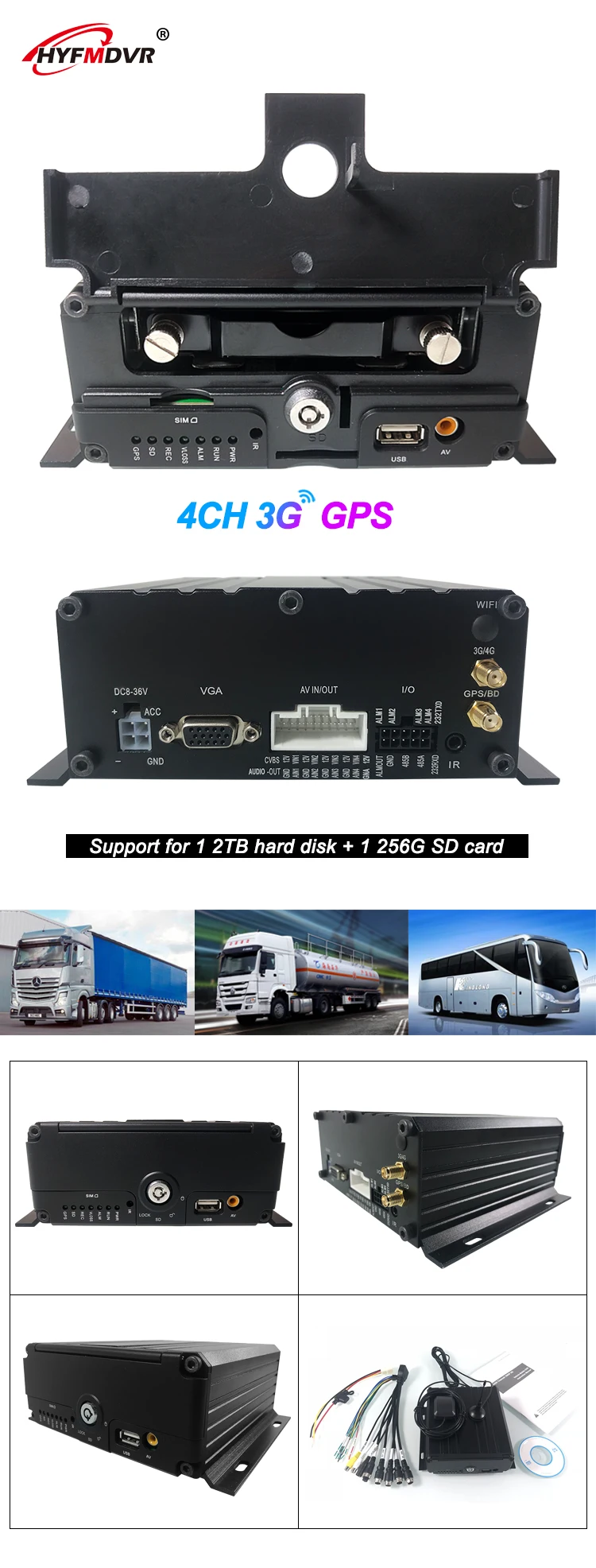 HYFMDVR источник завод 3g мобильный цифровой видеорегистратор GPS жесткий диск+ sd петля записи cmsv6 мониторинга платформы танкер/грузовик/комбайн/b
