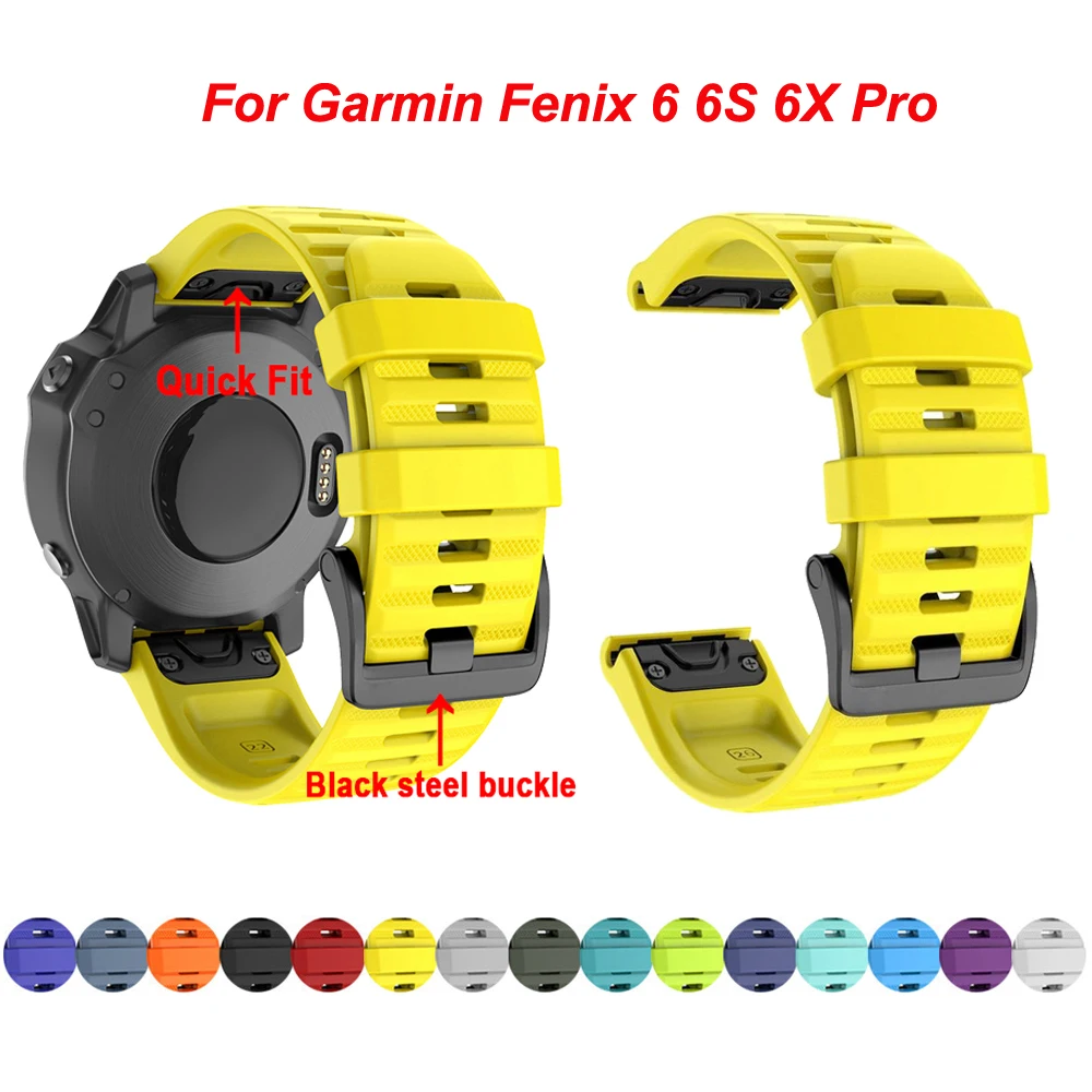 26 22 мм ремешок для часов Ремешок для Garmin Fenix 5 5X3 3 HR Fenix 6X6 6S S60 MK1 часы Quick Release силиконовый ремешок Easyfit