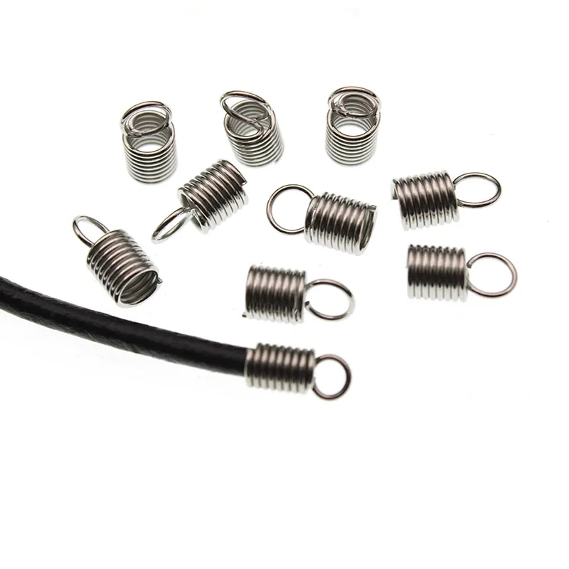 

50pcs Stainless Steel Crimp Caps Fastener Coil Cord Crimps End Caps Clasps Extension Connectors DIY Jewelry Making