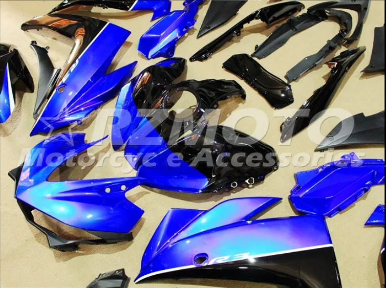 4 подарки стиль ABS литьевая форма мотоцикл Обтекатели подходит для YAMAHA R3 R25- 15-19 Кузов Набор на заказ синий черный