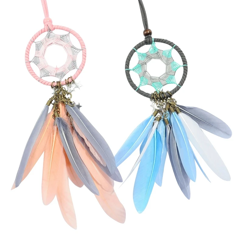 

Mini Dream Catcher Car Pendant Creative Car Accessories Feather Pendants Bag Key Chains Wind Chimes