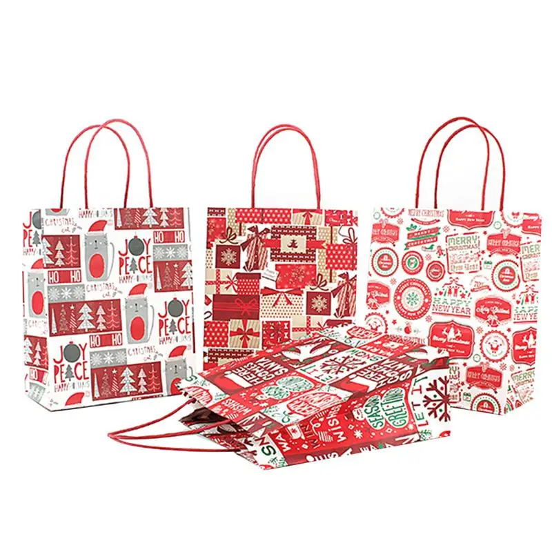 

12 Pcs Holiday Gift Bags Portable Flat Bottom Party Bags Tote Bags for Festival