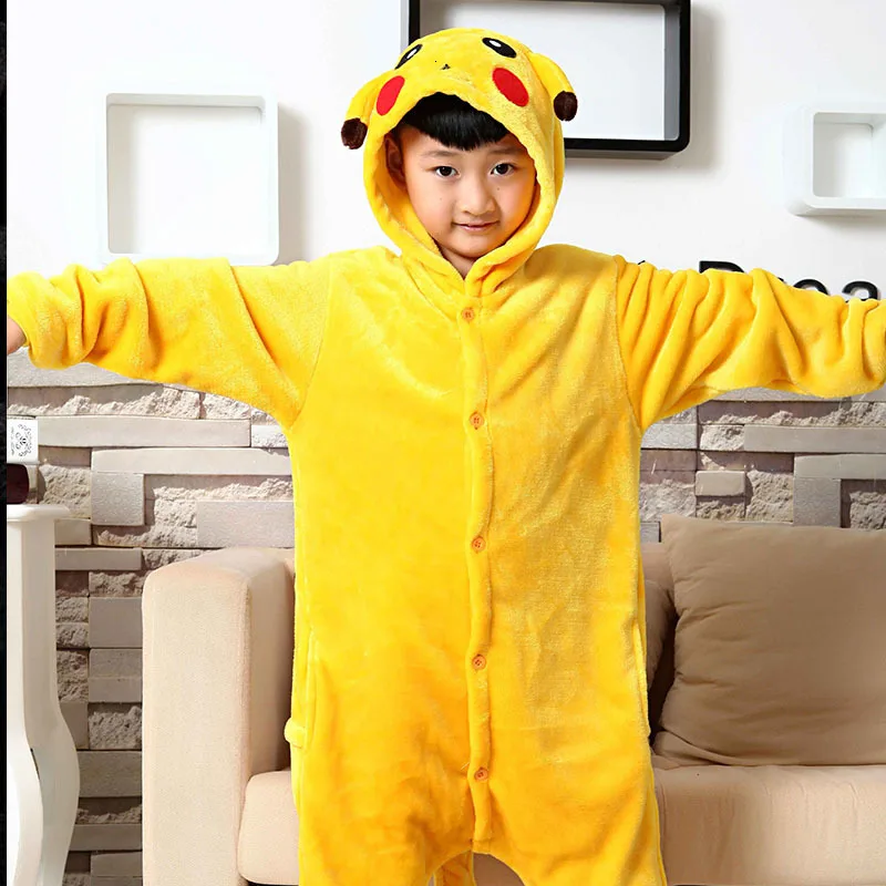 

Children Pikachu Pajamas Boy Girl Cartoon Animal Cosplay Pyjama Onesie 4 6 8 10 12 Year Kids Fleece Kigurumi Sleepwear Hoodie