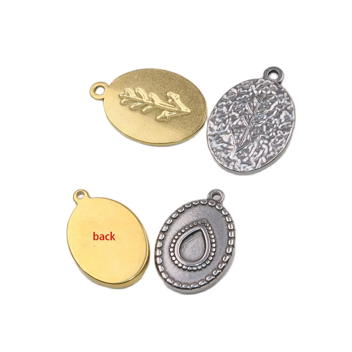 5pcs Wholesale Stainless Steel High Quality Flower Women's Acc Charms  Pendant DIY Necklace Earrings Bracelets Unfading 2 Colors