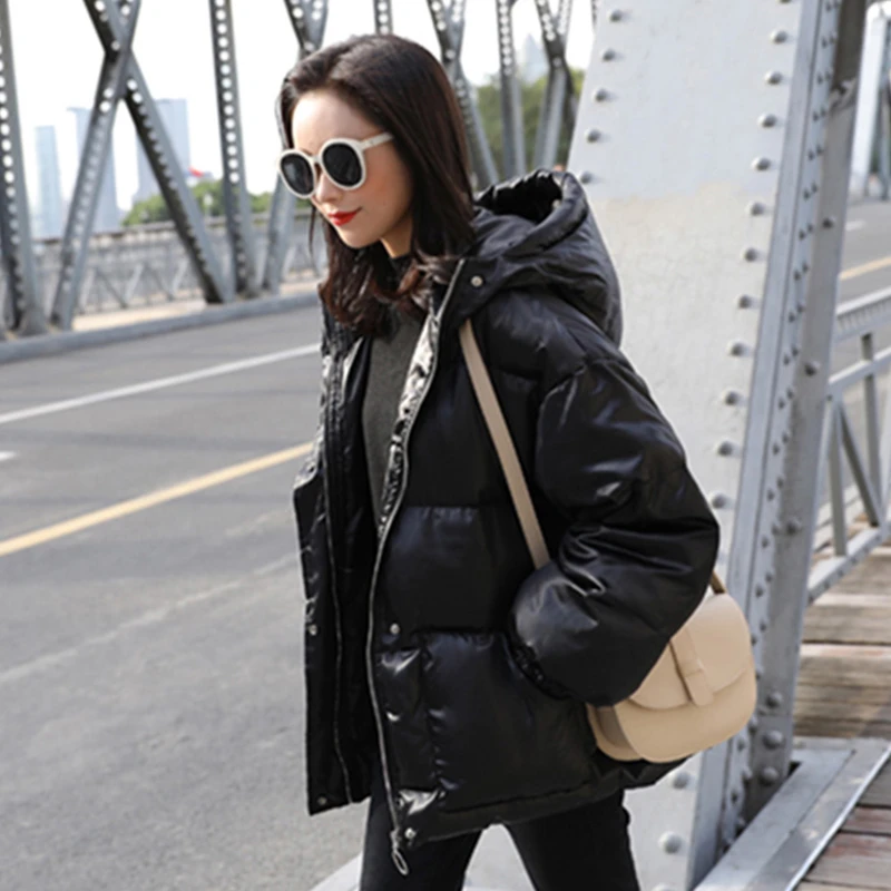con capucha para mujer, abrigo cálido de estilo coreano, negras, ropa de invierno, 2021|Parkas| - AliExpress
