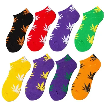 

Men's Socks New Leaf Socks In The Tube Cotton Skateboard Hemp Leaves In The Tube Socks Trend Korean Street Sports Socks