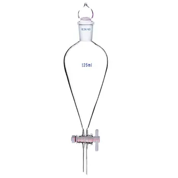 

125ml,24/40,Pyriform Glass Separatory Funnel,Drop Tube,PTFE Stopcock