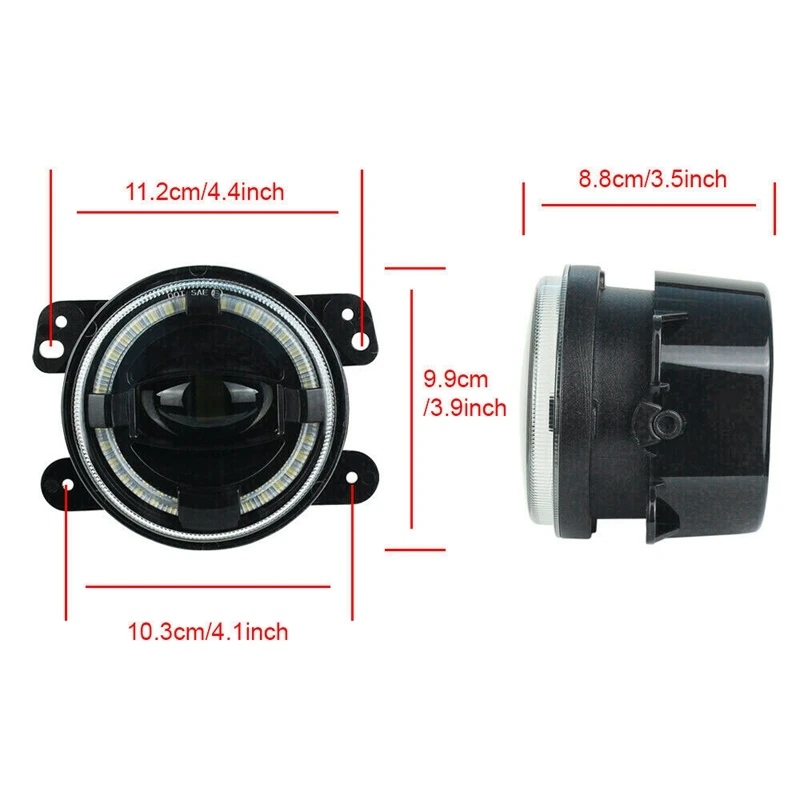  for Jeep Wrangler JK TJ LJ Grand Cherokee 4 Inch Round Car Led Fog Light 4D Projector Lens White Ha - 4000528388103