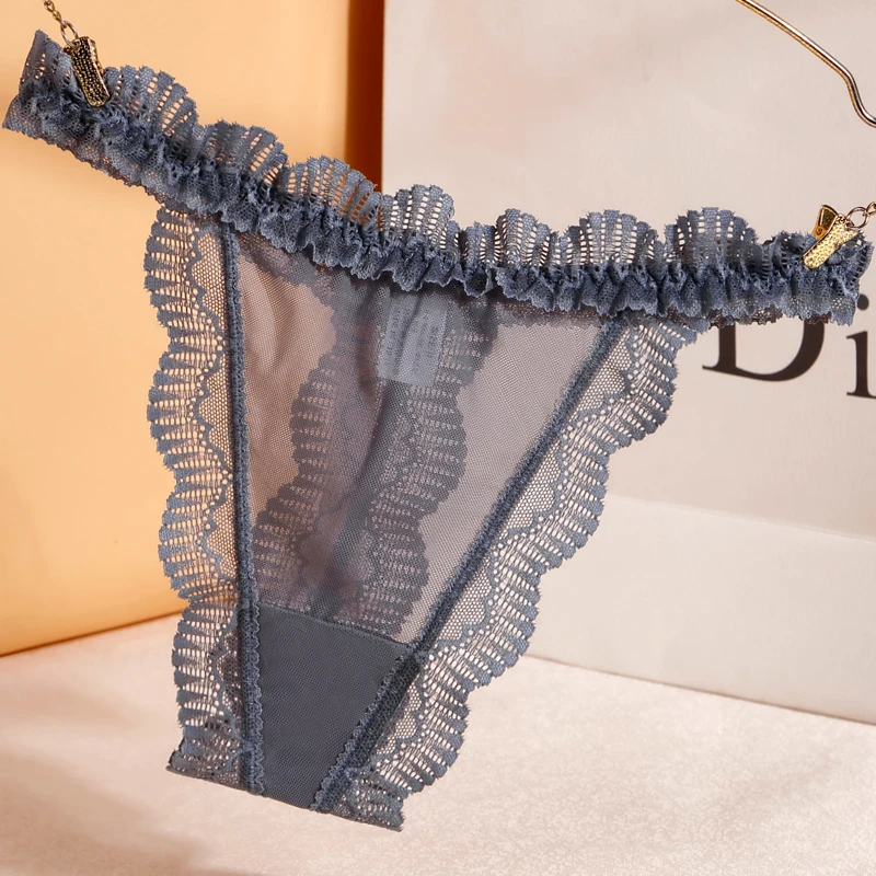 Sexy Female Panties Transparent Thongs Mesh Lingerie Girls Underwear G-Strings Ruffles Culotte Cute Bragas Hot XS-L 5018n 1