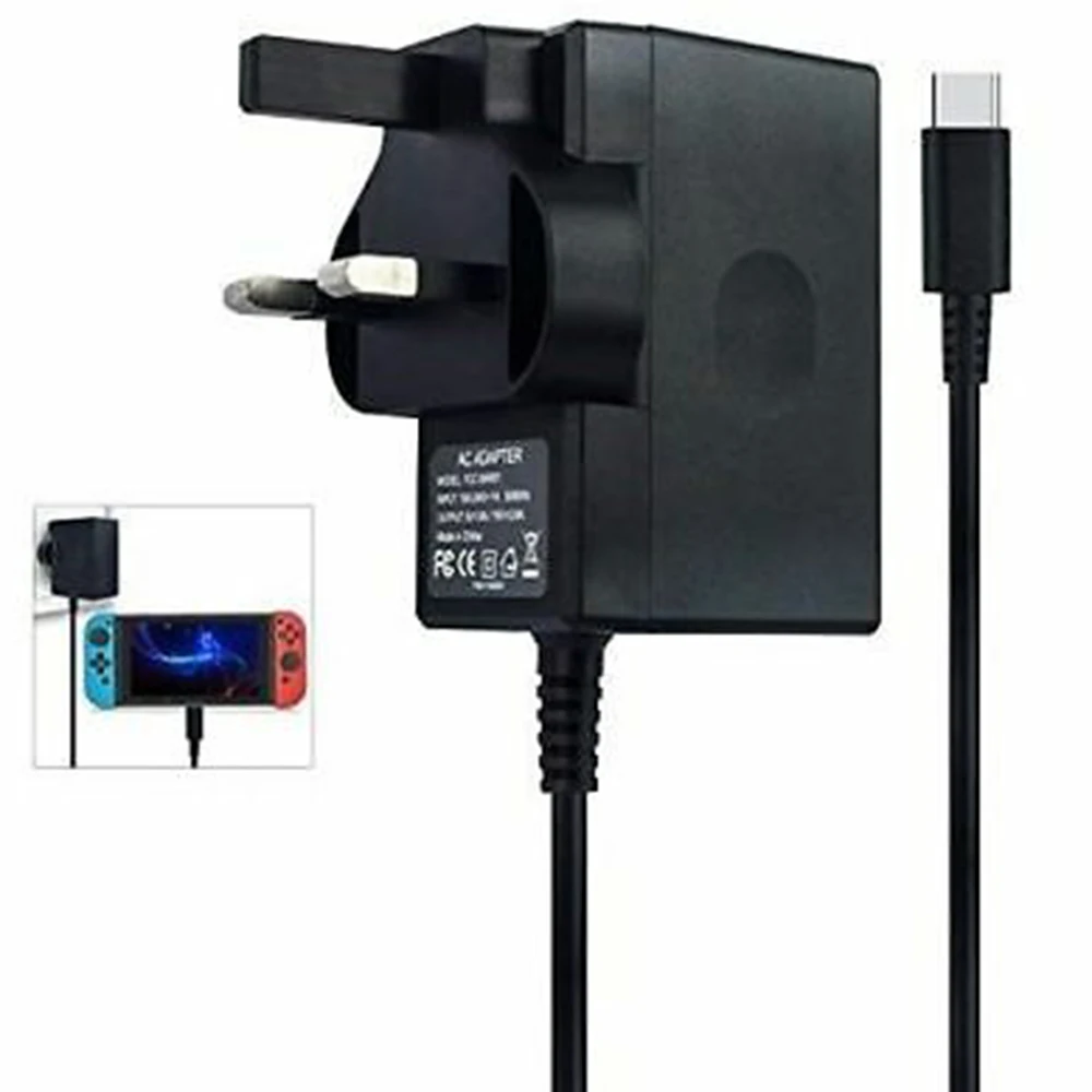 

For Nin-tendo Switch Type-C Charging Cable Mains Adaptor Power Charger UK Plug Short-circuit Overcharge Protection Pohiks
