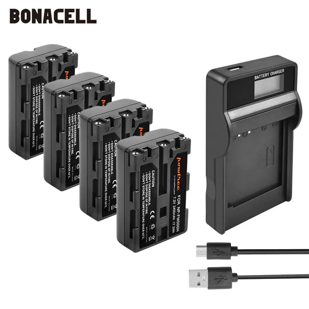 Bonacell 2400 мА/ч, NP-FM500H NP FM500H NPFM500H Камера Батарея+ ЖК-дисплей Зарядное устройство для sony A57 A58 A65 A77 A99 A550 A560 A580 Батарея L50