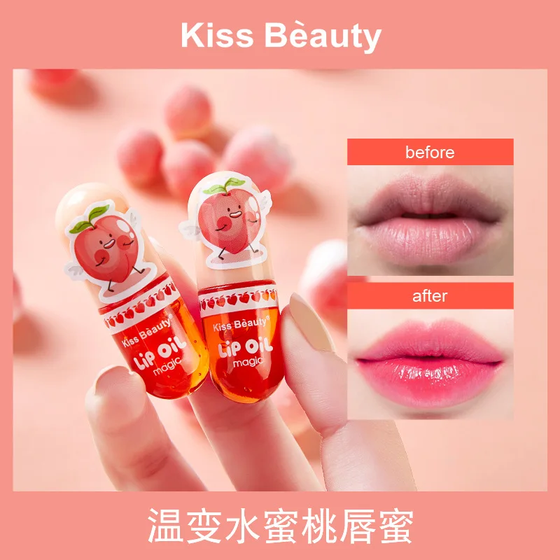Moisturizing Lip Gloss Peach Waterproof Glossy Long Lasting Not Sticky Natural Korea Lip Tint Daily Makeup Primer Plumper