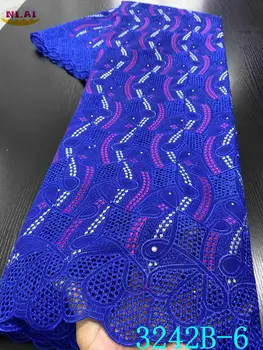 

Voile Lace Fabric 2020 High Quality Nigerian African Cotton Lace Fabrics Embroidery Punch Cotton For Daily Sew YA3242B-4