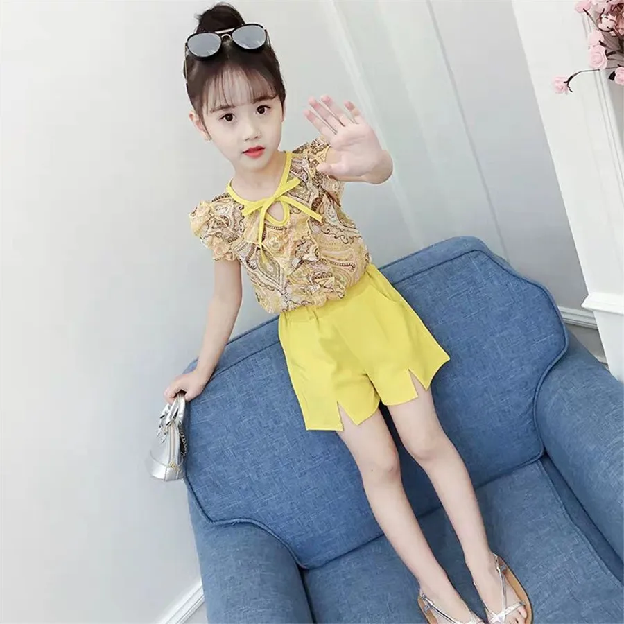Шифоновые комплекты для девочек Новинка лета 2020 стильная одежда подростков