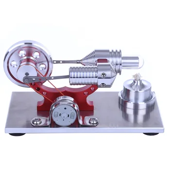 

Free Shipping 1 Pcs Metal Body Quartz Glass Hot Cylinder Single Cylinder Stirling Engine Model - Red