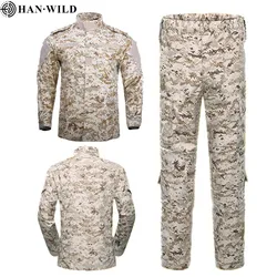 Conjunto de camuflagem militar para homens, uniforme militar do exército, camiseta e calça especiais de combate, roupas de soldado