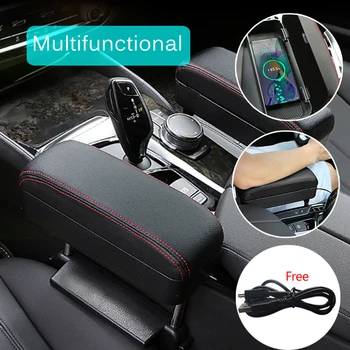 

Car Wireless Charging Multifunctional Armrest Box Pad Central Control Lengthened Heightened Storage Box with Data Cable
