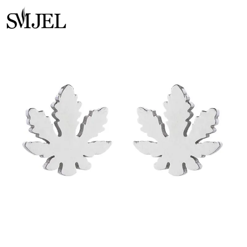 Mini Edelstahl Blatt Ohrringe für Frauen böhmischen Modeschmuck Ahornblatt Form Ohr stecker Männer besten Geschenke pen dientes