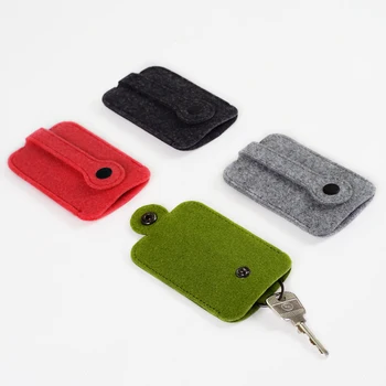 

2019 Hot Car Key Wallet Purse Men Women Woolen Felt Keychain Holder Pocket Keys Organizer Pouch Case Bag