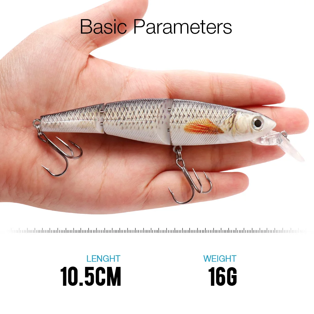 TREHOOK Железная пряжка соединенная 3 сегмента Swimbait 10,5 см 16 г Черный Гольян воблеры жесткая приманка для рыбалки приманка, рыболовные снасти