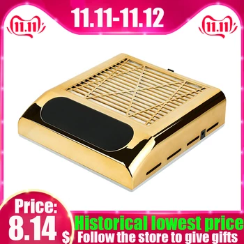 

80W Strong Power Nail Dust Collector Nail Fan Art Salon Suction Dust Collector Machine Vacuum Cleaner Fan With Reusable Filter
