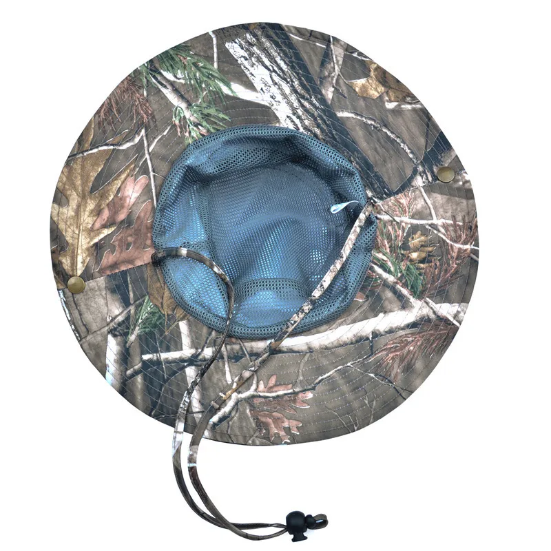 Spring Summer Sun Protection Bonnie Hat Bionic Camouflage Hunting Fishing Cap Breathable Outdoor Casual Drawstring Hat