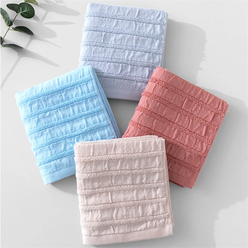 34x75 см простая Хлопковая полосатая одноцветная моющаяся ткань, домашнее мягкое впитывающее полотенце для рук и лица