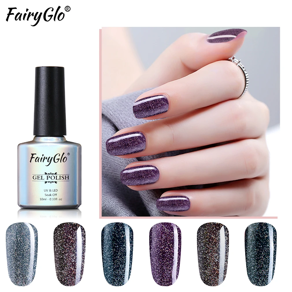 FairyGlo 10ml Black Diamond Nail Gel Varnish Primer Soak Off UV Nail Gel Polish Semi Permanent 