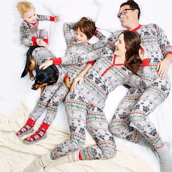 

Family Matching Christmas Pajamas Set Mother and Daughter Clothes Print Long Sleeve Warm Sweatershirt Pants 2pcs Casual Outfit