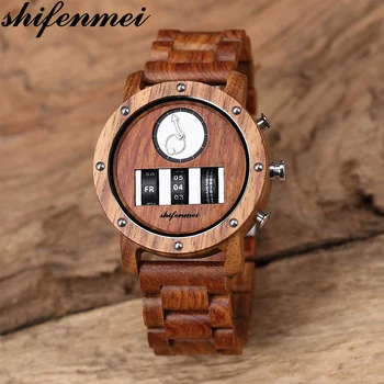

Shifenmei Wood Watch Roller Quartz Watch Men Top Luxury Brand Man Military Sport Wristwatch Wooden Watch Male relogio masculino