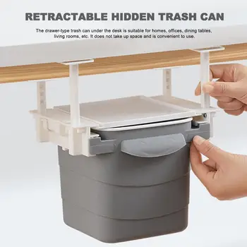 

Garbage Hidden Retractable Office Desk Adhesive Dustbin Trash Can Garbage Waste Bin Under-the-table Drawer Trash Can