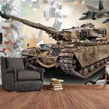 Пользовательские 3D сломанные стены военная тема Танк стены фон обои росписи