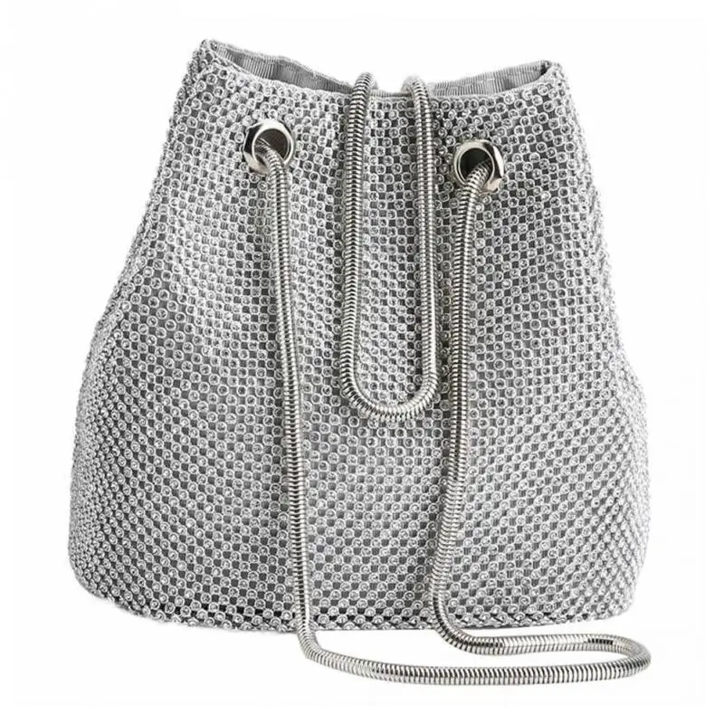 

Mini Rhinestones Bucket Bag with Inner Pocket Women Shoulder Handbag Cross Body Elegant Clutch Party Wedding Evening Bag Dating