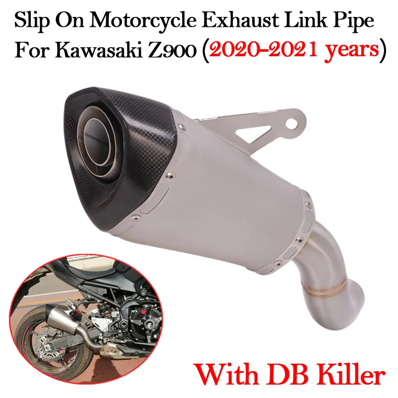 US $99.88 Slip On Motorcycle Exhaust Mid Link Pipe Modified Carbon Fiber Escape Muffler DB Killer For Kawasaki Z900 Z900E Z900A2 2020 2021
