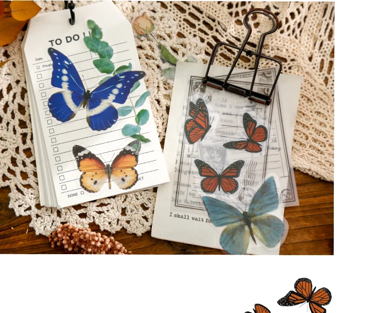 Mr.paper 6 Designs 12 Pcs/bag Bottled Flowers Series Plant Style Butterfly Flower Hand Account Material DIY Decoration Stickers