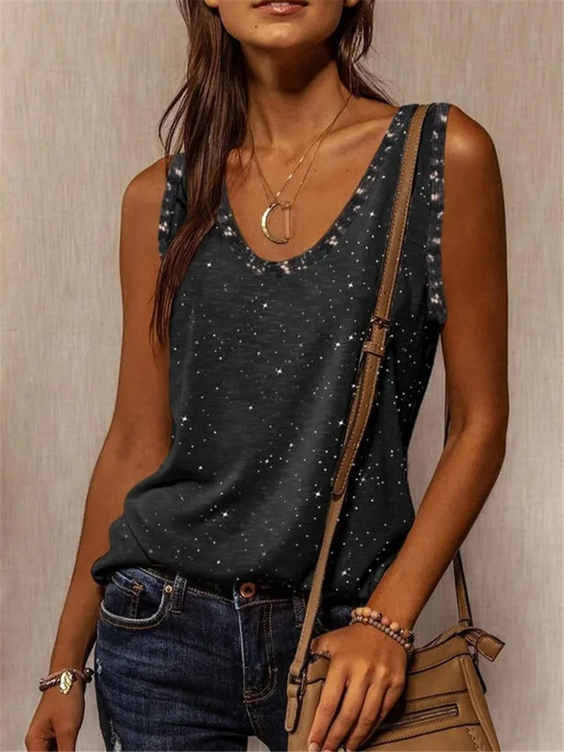 Camiseta sin mangas con estampado de longitud de midio para mujer, ropa informal holgada, 3XL, otoño, 2021