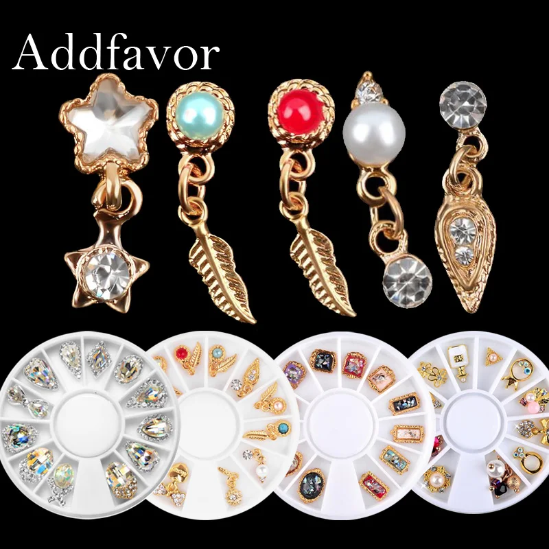 

Addfavor Nail Art Decorations Jewelry 3D Rhinestones Charming Gems Crystal Alloy Accessories for Manicure Nails DIY Design