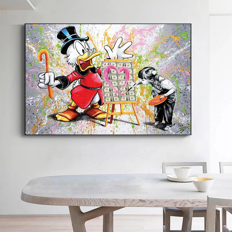 

Disney Funny Mickey Mouse Donald Duck Canvas Painting Prints and Posters Wall Art Picture for Living Room Home Decoration