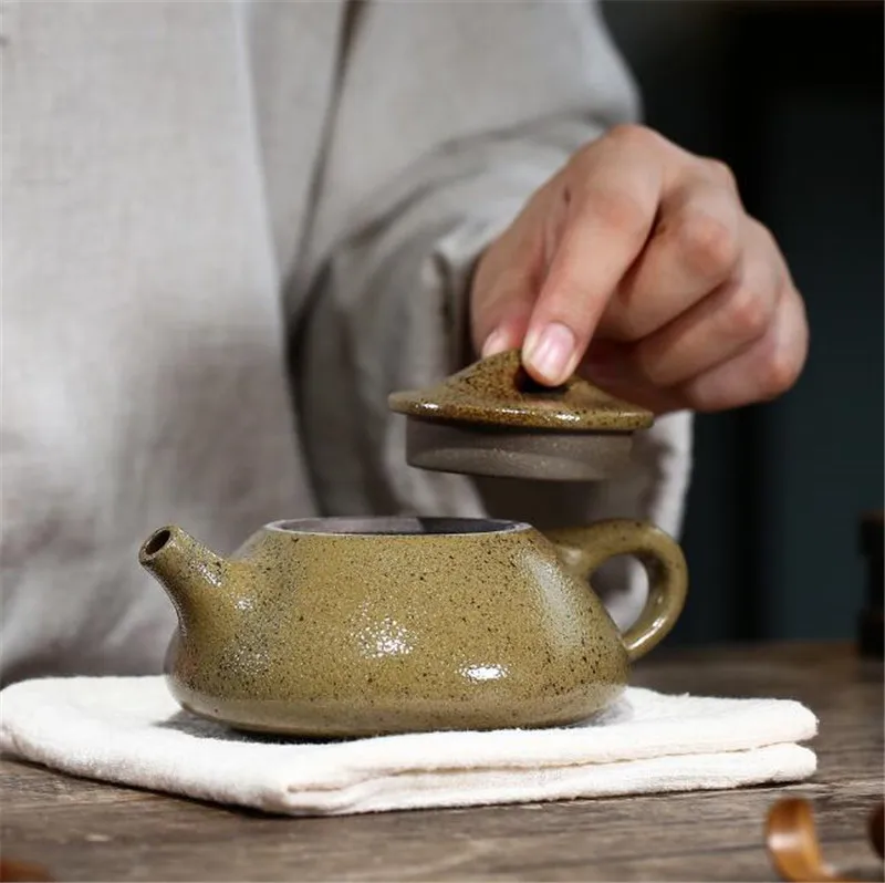 Chinese Yixing tea pot purple clay Stone scoop teapots Retro Firewood kiln change Handmade kettle customized Authentic 240ml