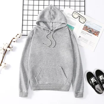

Solid color autumn and winter women's sweatshirt casual hooded sweatshirt