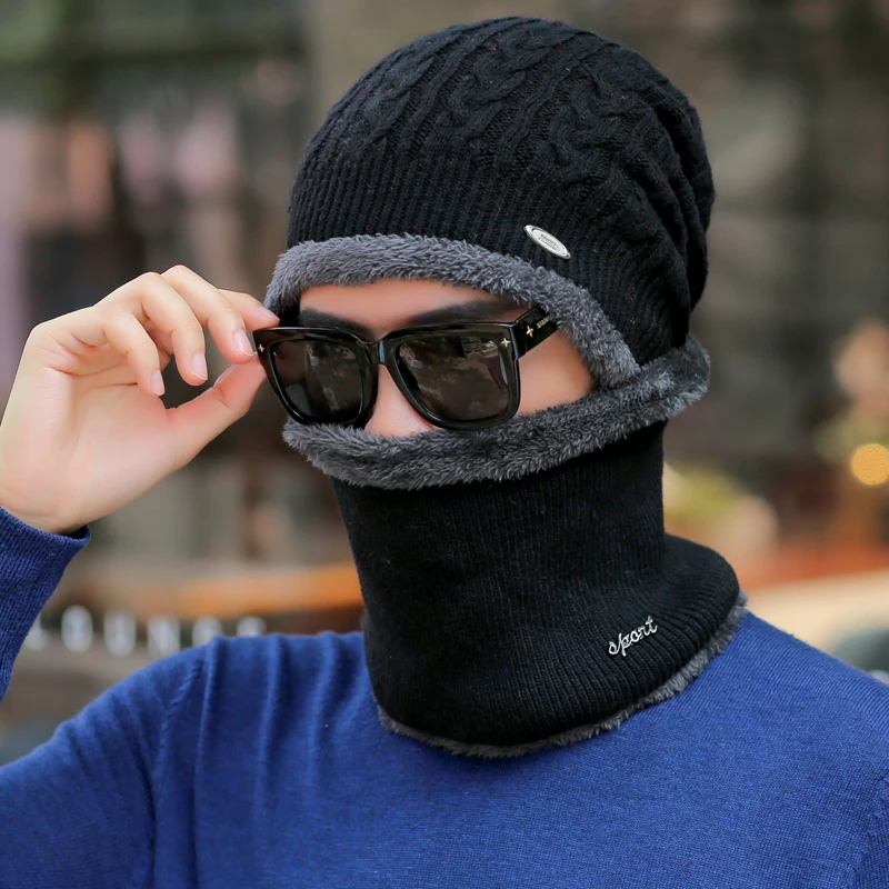 Зимние шапки для мужчин Skullies Beanie шапка зимняя шапка мужской женский шерстяной шарф шапка s Набор Балаклава маска Knitted шапка вязаная шапка