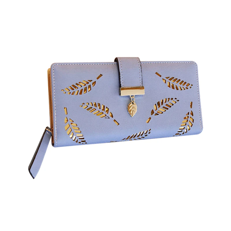 Hollow Leaves Zipper Buckle Leather Clutch 6