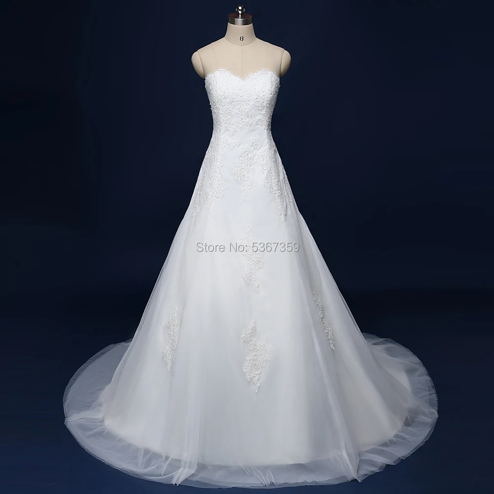 Vintage Kant Applicaties Wedding-Jurken Wit Ivoor Mooie EEN Lijn Bruidsjurk Vestido De Noiva Vintage Kant Applicaties Wedding-Jurken Wit Ivoor Mooie EEN Lijn Bruidsjurk Vestido De Noiva