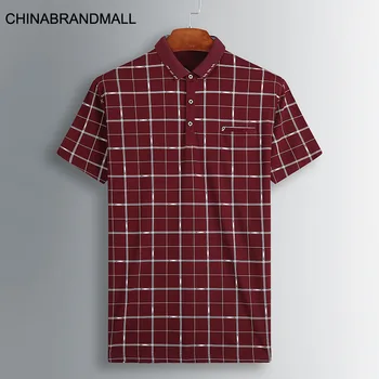 

Men Plus Fat Plus Size Short Sleeve Young Men Fat Man Leisure Lapel Grid Short Sleeve T Shirt