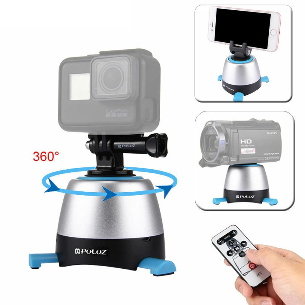 7Pcs/set Panoramic Tripod Photographic Electric Adjustable 360 Degree Rotating USB Outdoor Remote Control Rechargeable Head