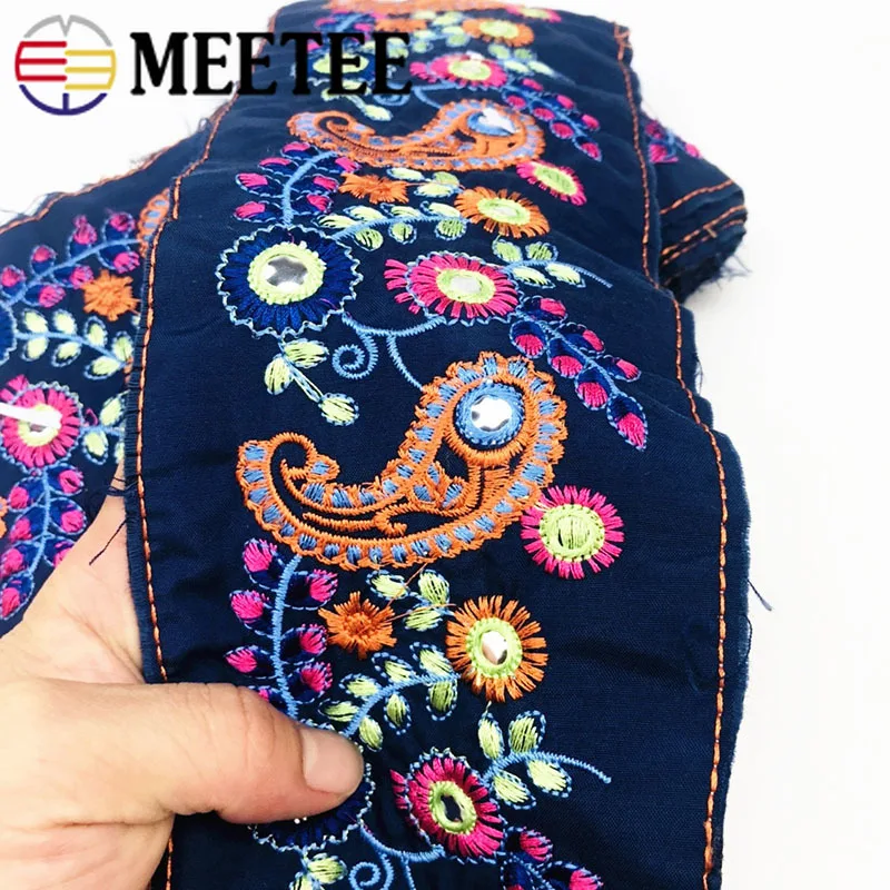 2Meters 10cm Ethnic Embroidered Lace Trims Fabric Retro Webbing Ribbons Tape for Shoes Dress Decoration DIY Sewing Accessories
